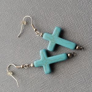 New Cross Turquoise Drop Earrings